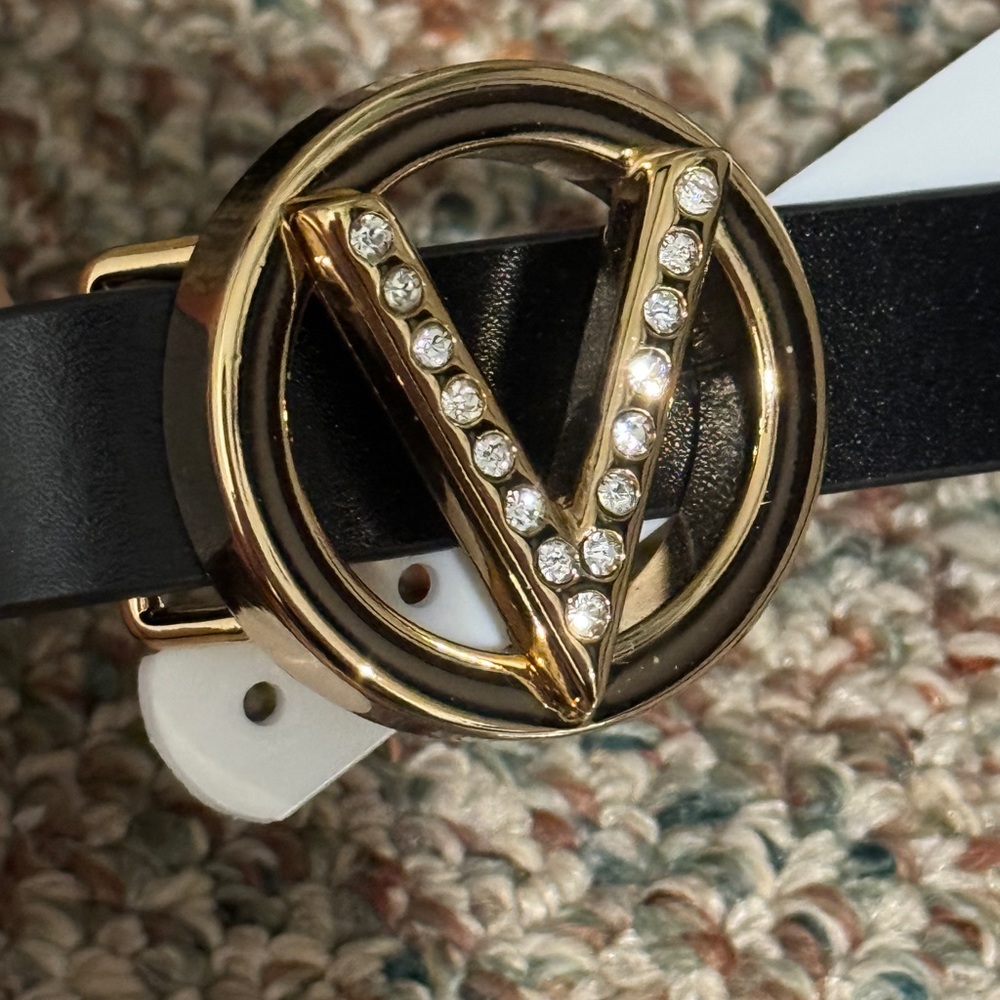 Valentino By Mario Valentino Black and Gold Belt - Picture 2 of 11